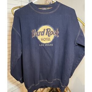 Vintage Hard Rock Hotel Las Vegas Sweatshirt Blue 90s Mens M Denim Cafe